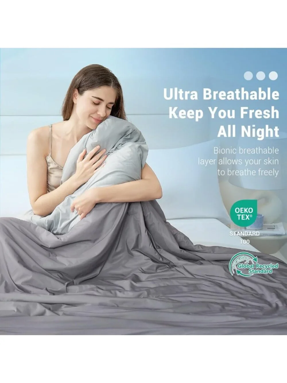 Queen Size Gradient Cooling Comforter for Hot Sleepers - Soft & Breathable 79” x